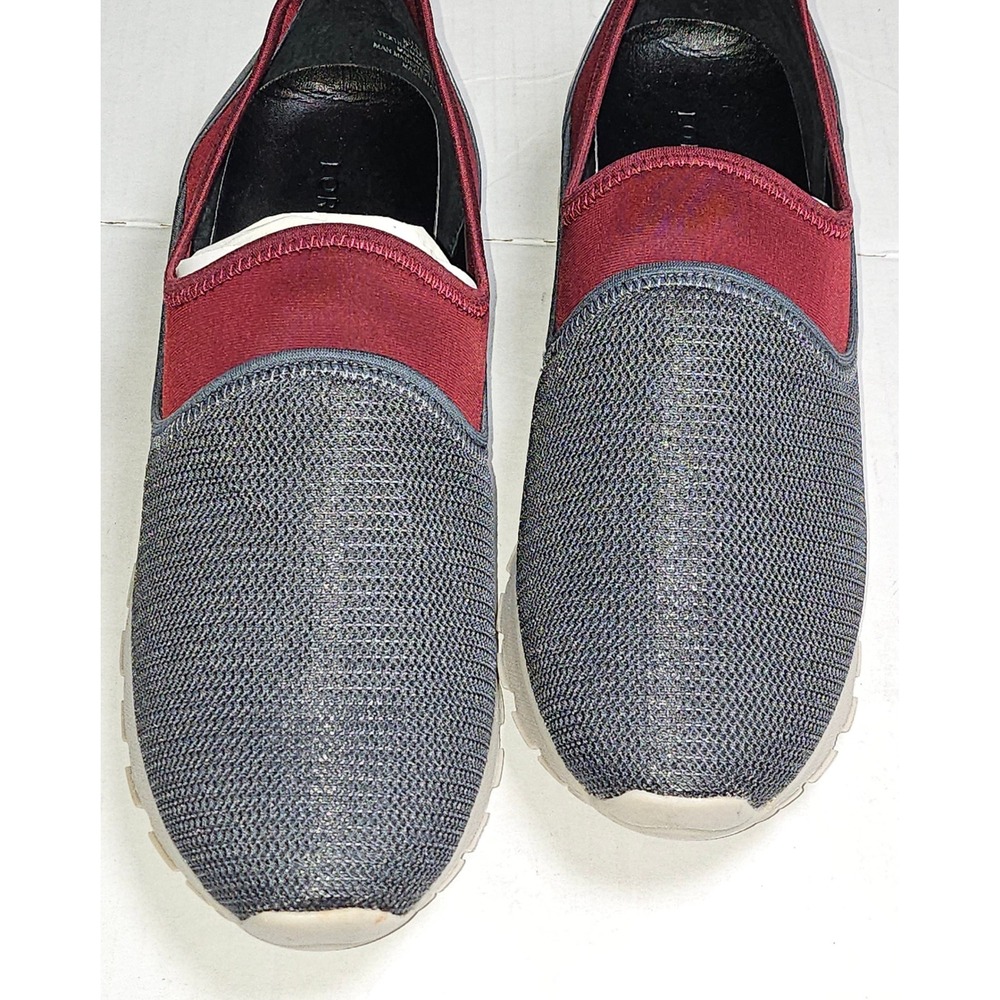 Lori Goldstein LOGO LI-POSY Carbon Grey Mesh Neoprene Slip On Sneakers Women 8.5